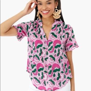 BANJANAN | Pink Floral Lilac Sachet Ebisu Top